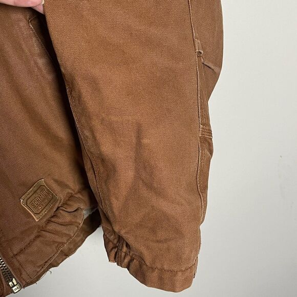 CE Schmidt Jacket Mens XL Tall Duck Canvas Sherpa Full Zip Work Wear Hood Brown - Picture 10 of 11